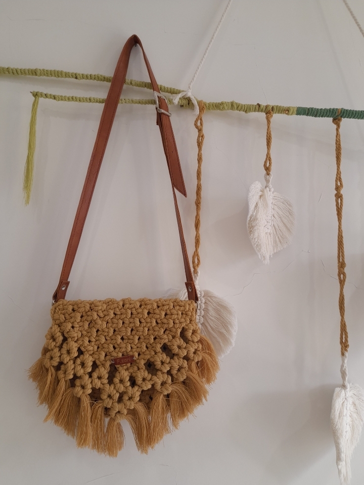 کیف مکرومه کتان